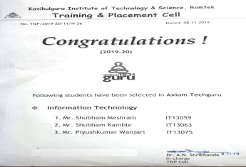 Congratulations to students placed in Axiom Techguru